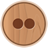 Circular wooden icon with two dark brown circular eyes on a light brown wood grain background, bordered by a darker brown outline.