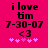 Pixelated text on bright pink background with heart symbols, showing 'i love tim 7-30-07 <3' and five pink stars below.