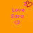 Pixelated orange background with pink text and red heart symbol, showing 'I Love Sara <3' in two identical side-by-side arrangements.