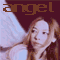 Pixelated angel icon with brown wings and white halo, featuring a person with long light-brown hair against dark maroon background.