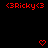 Red pixelated text '<3Ricky<3' appears in multiple positions on a black background with heart and arrow symbols changing across frames.