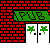 A pixelated graphic displays a brick building with green doors, food items like Guinness and Corn Beef Cabbage Potato, and small figures holding Irish flags.
