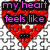 Red heart-shaped icon with pixelated texture, black text overlays, and puzzle-piece background.