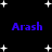 Black background with white star shapes and blue text reading 'Arash' in four positions.