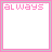 A 5x5 contact sheet of animated frames showing a pixelated pink text sequence forming the phrase "always listen to your heart" with variations and repeated "night" frames featuring small hearts, all on white backgrounds with pink borders.