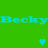 Green background with cyan text 'BeckyBecky' and a small cyan heart symbol below the text.