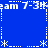 Blue background with white pixelated text and symbols arranged in a pattern, featuring repeated 'am' characters and asterisks at corners