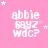 Pink background with white pixelated text 'abbie says wdc?' and scattered white stars, some frames show star position changes.