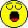 Yellow pixelated smiley faces with varied expressions arranged in a on gray background, some showing mouth shapes and text above heads