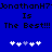 Blue background with black pixelated text reading 'JonathanH7' repeated twice, 'Is The Best!!!' below each repetition, and two of five white plus signs with one light purple sign in the middle