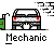 A pixelated animation of a mechanic working on a car, showing of the mechanic's hand moving from the car's undercarriage to a pipe and then to a wrench