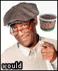 A man in a flat cap and light sweater points at the viewer while holding a cup labeled 'JELL-O', with text changing across frames.