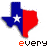 Animated contact sheet of Texas-shaped icons with changing text and size, featuring blue-red-white color scheme and white star on blue section.