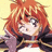 Pixelated anime-style character with orange hair, dark eyes, and a neutral expression against light yellow background.