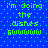 Blue background with light blue dots, green pixelated text reading "i'm doing the dishes Ewwwww" in four identical quadrants.