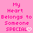 Pixelated pink text on a solid pink background reads 'My Heart Belongs to Someone SPECIAL' with white heart symbols replacing the final letters of 'SPECIAL'.