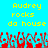 Pixelated text reads "Audrey rocks do house" in yellow on cyan background with red and blue pixel clusters below.