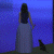 A pixelated image shows a woman in a long dress standing beside a small black dog against a blue background, with green text reading 'Original Icons .com' on the right.