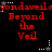 Red pixelated text "Beyond the Veil" repeated in a with alternating star icons above and below, on a black background