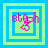 Four square display a pixelated pink text 'stoph' with blue and green borders, showing animation changes in the central blue rectangle