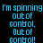 Pixelated blue text on black background with gray rectangle, displaying phrases about losing control and seeking direction.