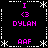 Pixelated icon with black background, white dotted border, and pink text elements arranged in a pattern