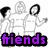 Six distinct buddy icons arranged in a , each with unique visual elements and text