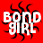 Red background with white text 'BOND GIRL' and black squiggly lines, showing three distinct animation frames where the text shifts position.