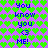 Pixelated text and symbols on a purple background with green heart pattern, repeated in two