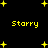 Black background with yellow pixelated stars and the word 'Starry' repeated in yellow pixelated text across the image.