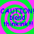 A static image with four identical quadrants featuring green and pink spiral backgrounds, blue text reading "CAUTION! blond thinkink!!!" in each quadrant.