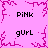 Pixelated pink background with repeating text and branching patterns, featuring 'PiNK' and 'gUrL' in black block letters and magenta fractal-like lines.
