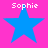 Four identical blue stars on a pink background with the name "Sophie" in white text above each star.
