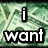 Static image with dollar bill background and overlaid text fragments including 'i want money', 'no gf', 'just money', and vertical '$$$' symbols.