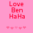 Pixelated red text on pink background reads 'Love Ben HaHa' with five small heart symbols below, two versions show slight animation changes in the hearts.