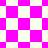 A static image of a checkerboard pattern with alternating bright pink and white squares, transitioning into diamond-shaped patterns in the lower section.