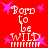 Red background with white text 'Bord to be WILD' and pink stars, featuring pixelated animation changes in star positions.