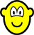 Yellow circular face with black outline, two large white eyes with black pupils and gray borders, curved smile, small rounded ears on sides.