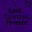 Pixelated text and heart symbol on purple background, two versions side-by-side with one version having a pixelated heart above 'I Love Cameron Forever' text.