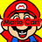 Pixelated Mario character with red cap and blue overalls, yellow background, changing text overlays across frames.