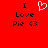 Red background with black text "I Love Pie" and a heart symbol, where the heart is white in one frame and absent in another.