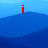 A pixelated image with blue gradient background and red text reading 'i love the beach' in four separate sections.