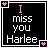 12 black square icons with white and pink text reading "I miss you Harlee" in pixelated font, one icon displays "R.I.P 1997-2005"
