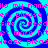 Pixelated cyan and blue spiral background with repeated pink text reading "to my name er, please site I needsite get more hit please please".