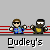 Pixel art animation of two characters with red striped background, showing sequential text changes and character positioning shifts.