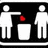 Pixelated icon shows two white stick figures, one dropping a red heart into a trash bin while text reads "dont need you anymore."