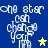 Blue background with white text forming 'one star one star can change your life' and two stars, yellow and green, positioned near the text.