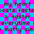 Pixelated text on a cyan and magenta checkerboard background with repeated phrases.