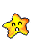 Yellow star-shaped character with orange gradient edges, black curved eyes, and a circular mouth on white background.