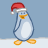 Animated penguin in Santa hat walking on snow, changing expressions and poses across frames.